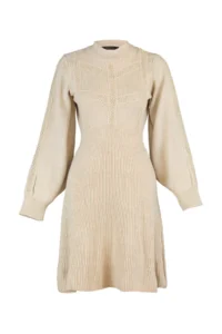 TRENDYOLMİLLA Beige Mini Knitwear Lace Dress - Image 7