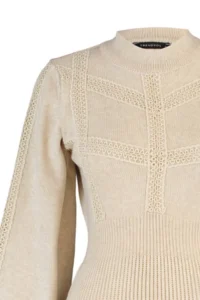 TRENDYOLMİLLA Beige Mini Knitwear Lace Dress - Image 8