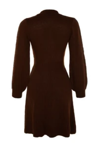 TRENDYOLMİLLA Brown Mini Knitwear Lace Dress - Image 7