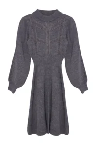 TRENDYOLMİLLA Gray Mini Knitwear Lace Dress - Image 6