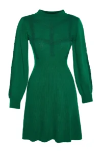 TRENDYOLMİLLA Green Mini Knitwear Lace Dress - Image 11