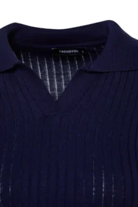 TRENDYOLMİLLA Navy Blue Midi Knitwear Polo Shirt Collar Dress - Image 8