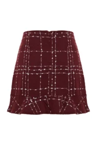 TRENDYOLMiLLA Burgundy buttoned Tweed Material Skirt Ucu with flywheel Mini New year Weaving Skirt - Image 9