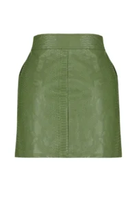 TRENDYOLMiLLA Khaki Premium High Quality A-line Faux Leather Mini Weaving Skirt - Image 10