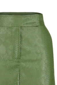 TRENDYOLMiLLA Khaki Premium High Quality A-line Faux Leather Mini Weaving Skirt - Image 9