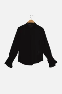 TRENDYOLMİLLA Black Boho Spanish Arm Regular Normal Pattern Weaving Shirt - Image 7