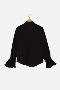 TRENDYOLMİLLA Black Boho Spanish Arm Regular Normal Pattern Weaving Shirt - Image 8