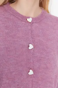 TRENDYOLMİLLA Lilac Soft textured Jewel buttoned Jacket Look Knitwear Cardigan - Image 9