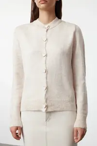 TRENDYOLMİLLA Stone Soft textured Jewelry buttoned Jacket Look Knitwear Cardigan - Image 4