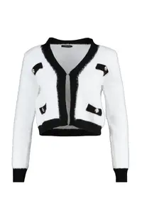 TRENDYOLMİLLA Ecru Hairy/soft Yarn Crop/Short Knitwear Cardigan - Image 7