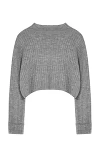 TRENDYOLMİLLA Dark Gray Crop Soft textured Dog collar Knitwear Cardigan - Image 7