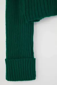 TRENDYOLMİLLA Emerald Green Crop Soft textured Dog collar Knitwear Cardigan - Image 8