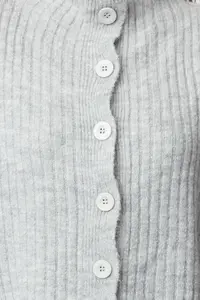 TRENDYOLMİLLA Gray Crop Soft textured Dog collar Knitwear Cardigan - Image 3
