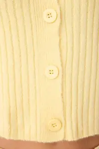 TRENDYOLMİLLA Yellow Crop Soft textured Dog collar Knitwear Cardigan - Image 3