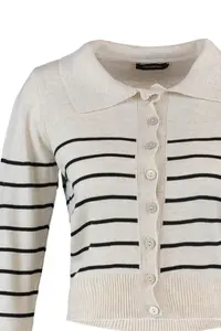 TRENDYOLMİLLA Beige Polo Shirt Collar Knitwear Cardigan - Image 8