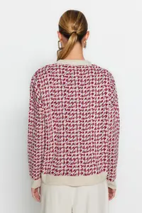 TRENDYOLMİLLA Beige Wide Pattern Knitwear Cardigan - Image 6