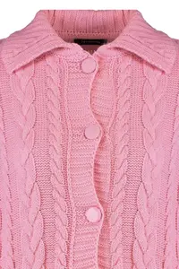TRENDYOLMİLLA Pink Crop Polo Shirt Collar Knitwear Cardigan - Image 6