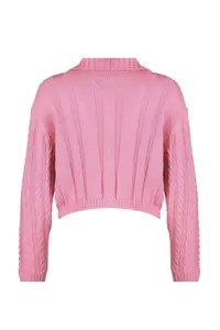 TRENDYOLMİLLA Pink Crop Polo Shirt Collar Knitwear Cardigan - Image 7