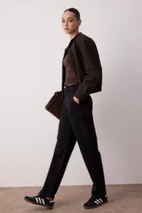 TRENDYOLMİLLA Black Pocket Detail High Waist Wide Leg jeans