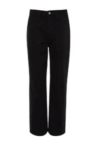 TRENDYOLMİLLA Black Pocket Detail High Waist Wide Leg jeans - Image 5