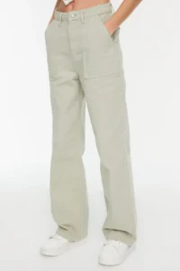 TRENDYOLMİLLA Stone Pocket Detail High Waist Wide Leg Wide Leg 100% Cotton Non-Stretch jeans - Image 3