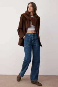 TRENDYOLMİLLA Navy Blue Pocket Detail High Waist Wide Leg jeans