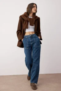 TRENDYOLMİLLA Navy Blue Pocket Detail High Waist Wide Leg jeans - Image 2