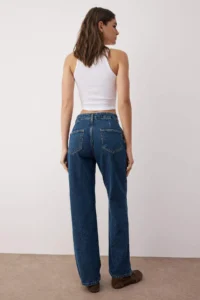 TRENDYOLMİLLA Navy Blue Pocket Detail High Waist Wide Leg jeans - Image 4