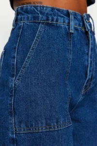 TRENDYOLMİLLA Navy Blue Pocket Detail High Waist Wide Leg jeans - Image 8