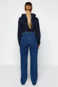 TRENDYOLMİLLA Navy Blue Pocket Detail High Waist Wide Leg jeans - Image 9