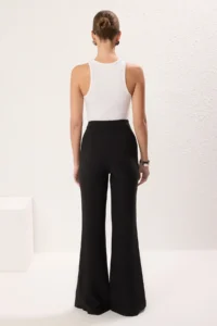TRENDYOLMİLLA Black Flare flared leg Slit Detailed Bootcut Weaving Dress Pants - Image 4