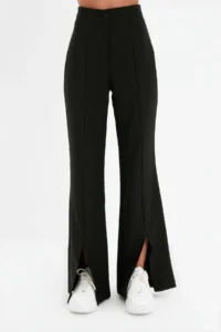 TRENDYOLMİLLA Black Flare flared leg Slit Detailed Bootcut Weaving Dress Pants - Image 8
