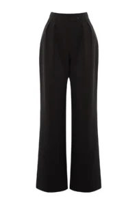 TRENDYOLMİLLA Black Wide Leg/Wide Leg High Waist Weaving Dress Pants - Image 5