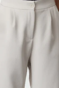 TRENDYOLMİLLA Beige Wide Leg/Wide Leg Weaving Dress Pants - Image 3