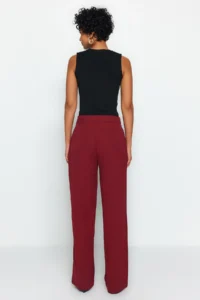 TRENDYOLMİLLA Burgundy Wide Leg/Wide Leg Weaving Dress Pants - Image 10