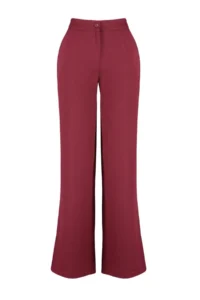TRENDYOLMİLLA Burgundy Wide Leg/Wide Leg Weaving Dress Pants - Image 11