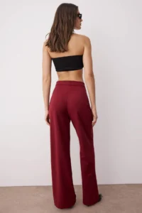 TRENDYOLMİLLA Burgundy Wide Leg/Wide Leg Weaving Dress Pants - Image 4