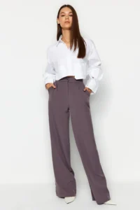 TRENDYOLMİLLA Anthracite Wide Leg/Wide Leg Weaving Dress Pants - Image 8