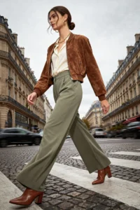 TRENDYOLMİLLA Light Khaki Wide Leg/Wide Leg Weaving Dress Pants