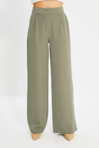 TRENDYOLMİLLA Light Khaki Wide Leg/Wide Leg Weaving Dress Pants - Image 3