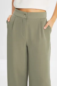 TRENDYOLMİLLA Light Khaki Wide Leg/Wide Leg Weaving Dress Pants - Image 5
