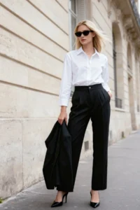 TRENDYOLMİLLA Black Straight/Plain Kesim Weaving Dress Pants