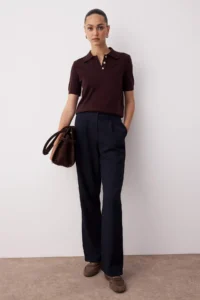TRENDYOLMİLLA Navy Blue Straight/Plain Kesim Weaving Dress Pants