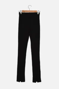TRENDYOLMİLLA Black Slit Detailed Flexible Knitting Tall Pants - Image 7