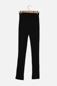 TRENDYOLMİLLA Black Slit Detailed Flexible Knitting Tall Pants - Image 8