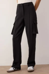 TRENDYOLMİLLA Black Cargo Straight/Plain Kesim Weaving double pocket Weaving Pants - Image 3