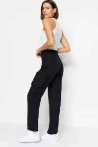 TRENDYOLMİLLA Black Cargo Straight/Plain Kesim Weaving double pocket Weaving Pants - Image 7