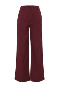 TRENDYOLMİLLA Burgundy Wide Leg/Wide Leg Pilili  Pants - Image 10