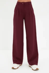 TRENDYOLMİLLA Burgundy Wide Leg/Wide Leg Pilili  Pants - Image 8