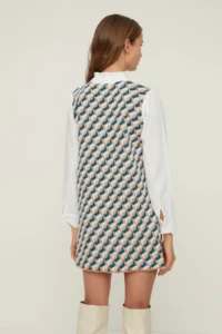 TRENDYOLMİLLA Navy Blue Mini Knitwear Shirt Garnished Detailed Dress - Image 5